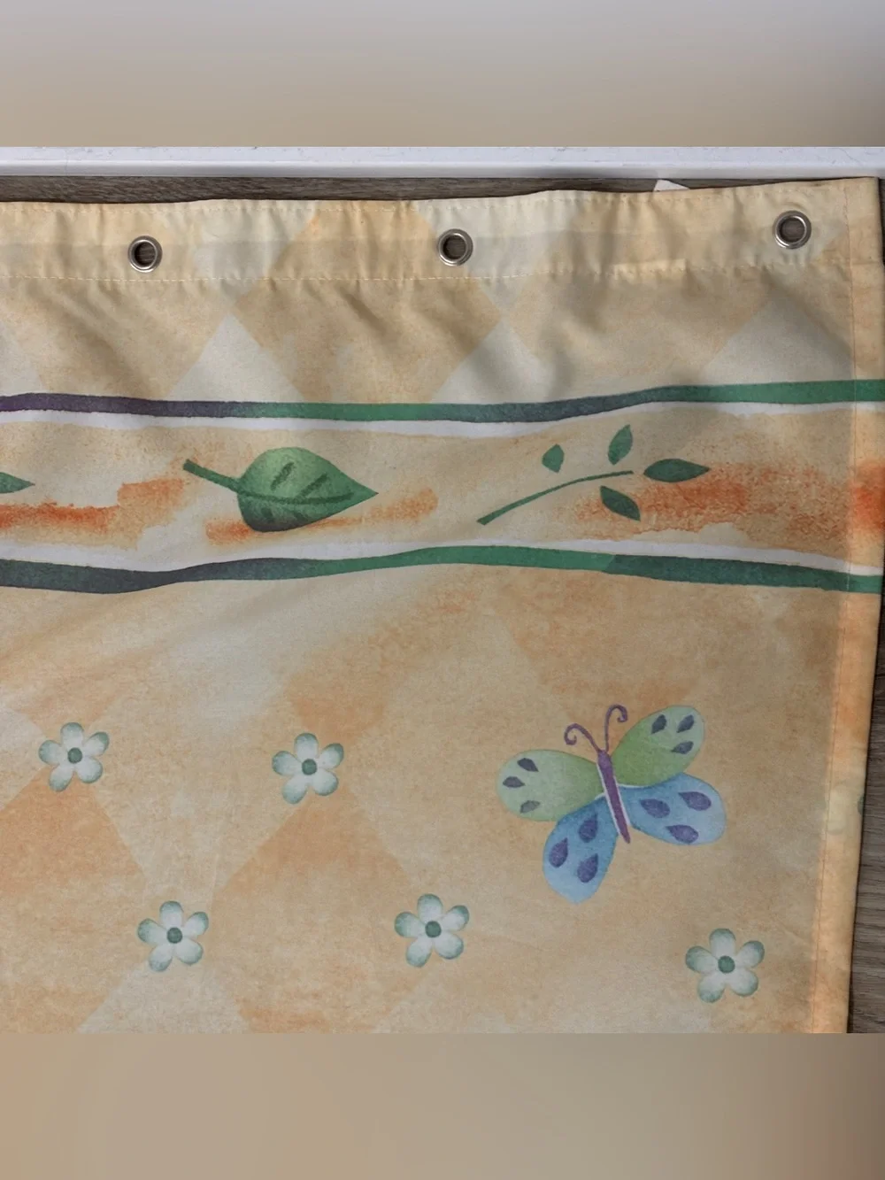 Vintage Whimsical Garden Shower Curtain - Birdhouses, Tulips & Butterflies